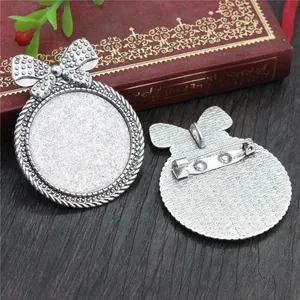 30mm antique silver bowknot alloy pendant base and brooch DIY jewelry findings