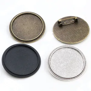 30mm round brooch base trays in bronze silver and black for DIY jewelry making