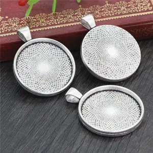 Set van 30mm vintage zilveren ronde hangerhouders van legering voor DIY-sieraden maken