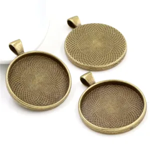 Set van drie ronde antiek bronzen 30mm hangerhouders voor doe-het-zelf sieraden maken