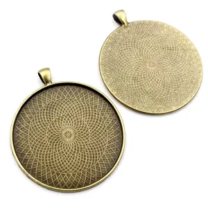 Bases de colgante redondas de bronce vintage para creación de joyas artesanales