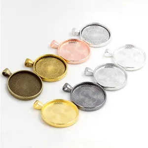 Ronde Zinklegering Hangerzettingen Voor DIY Sieraden Maken Cabochon Instellingen Vintage Stijl Metalen Bedeltjes Voor Ketting Armband Knutselen