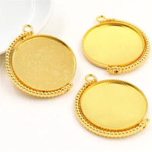 Trois supports de pendentif rotatifs en alliage d'or mat de 30mm pour bijoux DIY