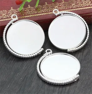 Trois supports de pendentif rotatifs de 30mm en alliage argenté pour bijoux DIY