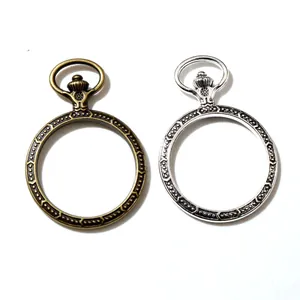 Montre à Gousset Vintage en Alliage de Zinc Cadre Ouvert pour Résine UV DIY Bijoux Pendentif Bronze Argent Antique