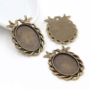 Antike Bronze Taube Legierung Oval Anhänger Tabletts für DIY Schmuckherstellung