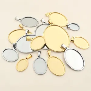 Oval stainless steel bezel trays for jewelry DIY in gold and silver finishes