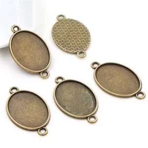 Support de pendentif ovale en bronze antique à double boucle pour bijoux DIY