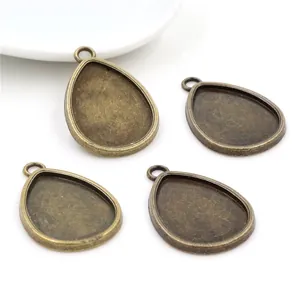 Vintage bronze teardrop alloy pendant base for DIY jewelry making and gemstone settings