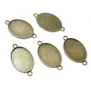Lot de 5 supports cabochons ovales bronze vintage avec doubles anneaux pour bijoux DIY