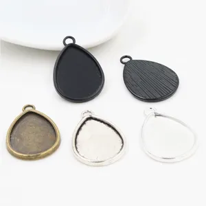 Water drop alloy pendant trays in five colors for DIY jewelry making and crafting