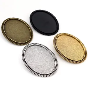 Oval 30x40mm alloy brooch base set in four metal colors for DIY jewelry making