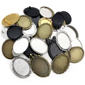 30x40mm oval alloy brooch base settings in multiple metallic finishes for DIY jewelry making