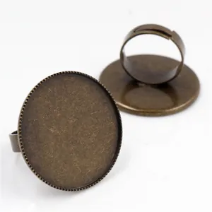 Verstellbare 30mm Ringbasis in Bronze-Optik mit gezackter Fassung für DIY-Schmuck