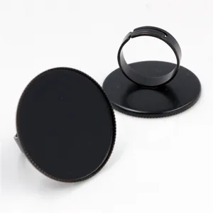 30mm schwarze matte verstellbare Ringrohlinge aus Kupfer für DIY Schmuckherstellung