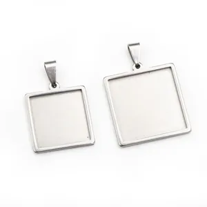 Détails de supports de pendentif carrés en acier inoxydable pour création de bijoux DIY