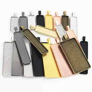 Meerdere rechthoekige legering hanger bakjes voor DIY sieraden in diverse kleuren