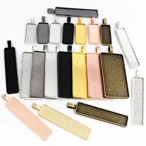 Rechthoekige Legering Hanger Instellingen DIY Sieraden Maken Basis Bevindingen Geometrische Antiek Brons Zilver Goud Roségoud Zwart Voor Kettingen