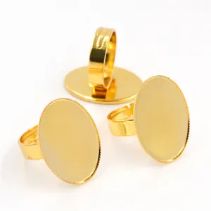Verstelbare ovale vergulde ringbasis 18x25mm voor DIY-sieraden en het zetten van edelstenen