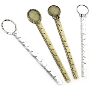 Vintage alloy bookmark rulers in silver and bronze finish for DIY jewelry making