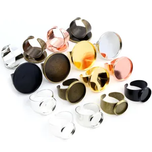 Adjustable multi-color alloy ring base blanks for DIY jewelry in various sizes