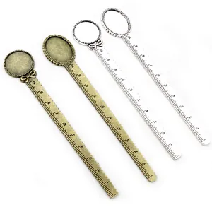 Vintage alloy bookmark rulers with 10cm scale and bow design in bronze and silver
