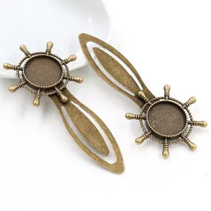 Segnalibri a timone vintage in bronzo con basi per cabochon tondi da 18mm