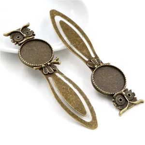 Details von Eulen-Themen Bronze Lesezeichen mit 20mm runder Cabochon-Basis für DIY
