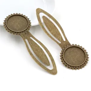 Vintage bronze DIY bookmark bezel trays with serrated edges for jewelry making