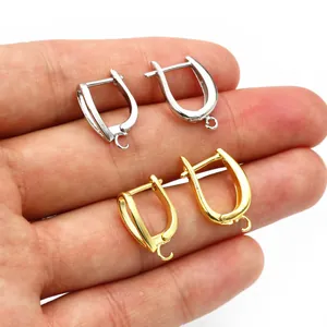 Crochets d'oreilles en cuivre en forme de U avec boucles en or et argent pour DIY