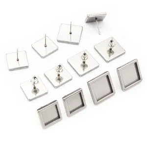 Set de bases cuadradas de acero inoxidable para pendientes y creación de joyería artesanal