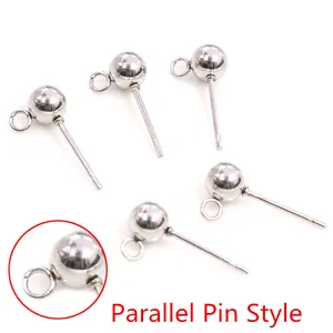 Stainless steel ball stud earrings with loop for DIY jewelry making accessories
