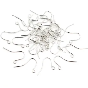 DIY silver metal fish hook earrings with loop for jewelry making projects