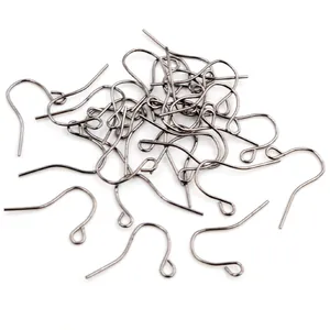 Close-up of 21x12mm dark grey metal earring hooks for DIY jewelry making material