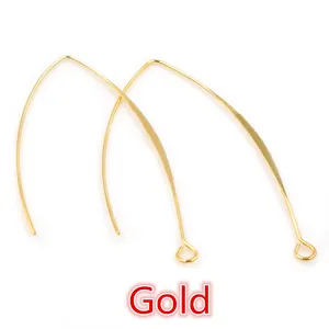 Polished gold V-shaped ear hooks for DIY earring making with small hanging loops