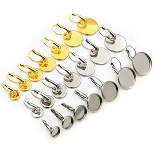 Supports de boucles d'oreilles dormeuses en acier inoxydable doré et argenté pour bijoux DIY