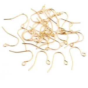 Bulk gold DIY earring hooks with closed loops for handmade jewelry crafting