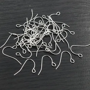 DIY 21x12mm S925 silver fish hook earrings findings on dark wood background