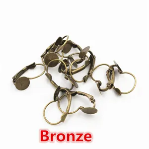 8mm Bronze French lever back earring hooks with round flat pad for DIY jewelry making