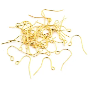 Golden fishhook earrings components 21x12mm for DIY handmade jewelry crafts