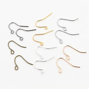 DIY Jewelry Making Earring Hooks Iron Metal Fish Hook Earwire Findings Gold Silver Bronze Handmade Craft Materials