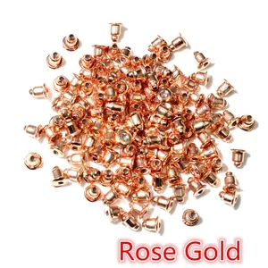 Bulk pack of polished rose gold bullet earring backs for DIY jewelry making and repairs