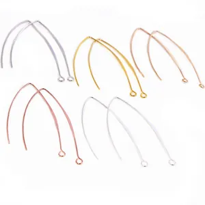 French V Shaped Ear Hooks Copper Electroplated Earring Jewelry Findings For Women DIY Earring Components Gold Silver Rose Gold Style