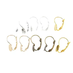 DIY 8mm flat base earring hooks set in multiple metallic colors for jewelry making