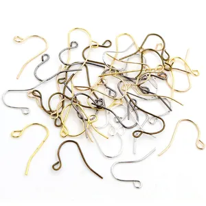 Assorted DIY 21x12mm fish hook earring wires in gold, silver and bronze finishes