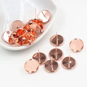 Basi per orecchini a perno tondi oro rosa per creazione di gioielli fai da te