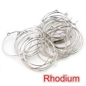 Vue détaillée d'anneaux de verre à vin ronds rhodiés de 20-35mm pour bijoux DIY
