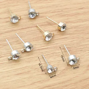 DIY rhinestone stud earring findings with gold and silver loops for jewelry making