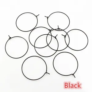 Lot de 10 anneaux ronds noirs en fer pour marque-verres et création bijoux DIY