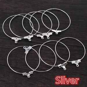 Set of 10 silver plated iron hoop earring findings for DIY jewelry making accessories